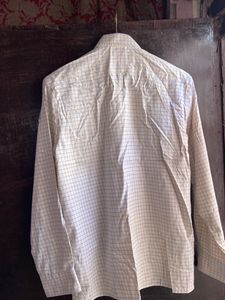 Louise Philippe - Beige Colour With Blue Linen Shi