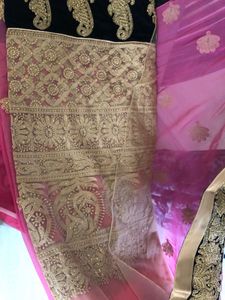 Heavy Pink Border Saree with Blouse