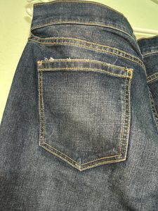 Navy Blue Ribbed Denim Jeans