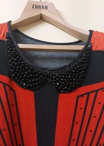 Red &amp; Black Patterned Dress