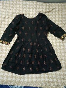 Printed Black Short Kurti