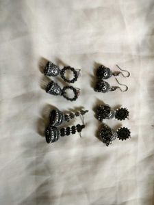 Silver Jhumka Earring Set