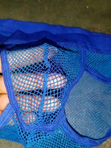 Men&#39;s Blue Mesh Large Fishnet Briefs.
