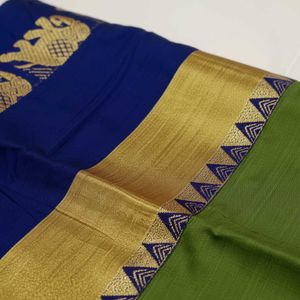 Elegant Green Silk Saree with blouse piece