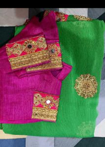 😍Green & Pink Saree❤