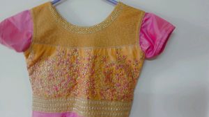 Pink &amp; Gold Anarkali Dress