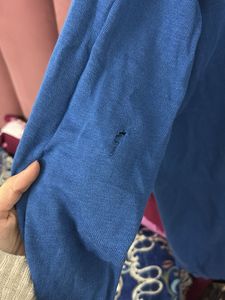 Blue Button-Down Knit Top