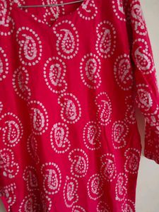 Red Paisley Print Kurta