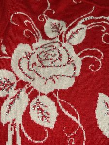 Red Floral Print Pullover Sweater