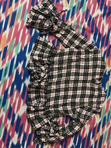 Plaid Ruffle Sleeve Top