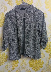 Women Heathered Blazer Jacket