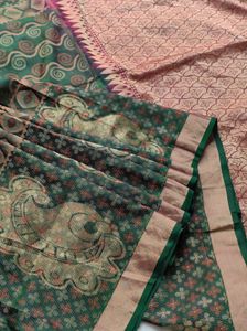 Green And Maroon Pure Silk Saree