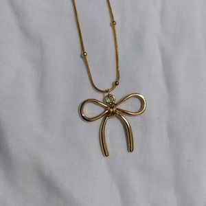 Anti Tarnish Ribbon Pendant Necklace