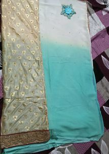 Party Wear Saree With Stiched Blouse