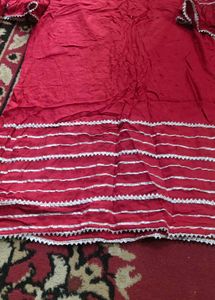 Red &amp; Silver Embellished Fabric