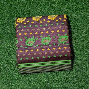 Amkalka Jamdani Saree - Chocolate Plum