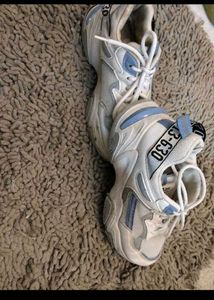 Stylish White &amp; Blue Sneakers