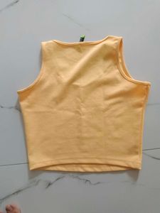 Solid Trendy Crop Top Yellow
