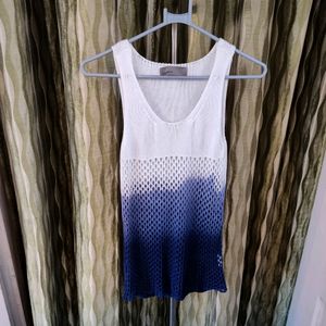 Pre-loved Vero Moda White and Blue Ombre-dyed Top