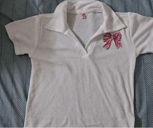 Cute White T-Shirt with Bow