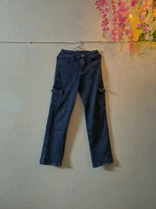 6 Pocket  Blue Denim Cargo