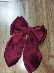 Maroon Bow Hair Clip