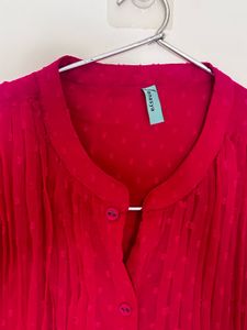 Pink Poly Chiffon Self Design Frontslit Kurta
