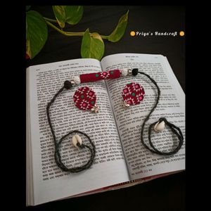 Handmade Fabric Pencil Chokar With Earrings