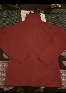 Rust Ribbed Turtleneck Sweater