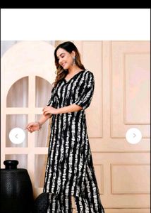 Black &amp; White Printed Kurti