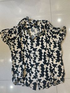 Abstract Print Button-Down Shirt