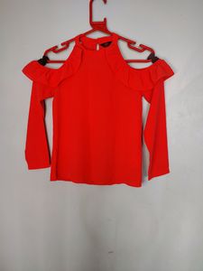 Coral Pink Off Shoulder Ruffle Top