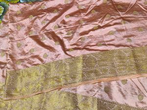 Beautiful Peach Golden Wedding Dupata