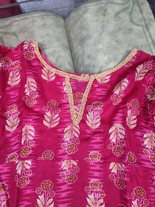 Pink Floral Print Flared Kurti