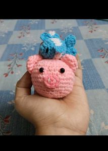 Crochet Piggy and fish charm ✨