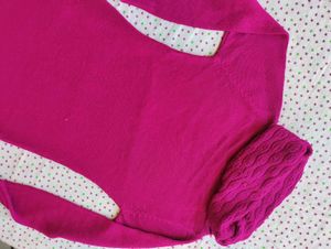 Pink Woolen Top For Women
