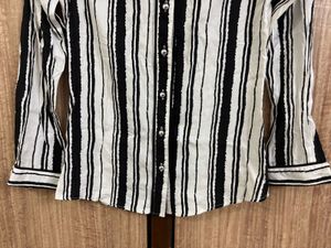 Black &amp; White Striped Button-Down Shirt (S)