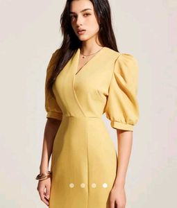 Yellow Puff Sleeve Dress