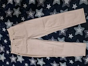 Beige Straight Leg Jeans