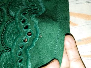 Chickenkari kurti in green colour