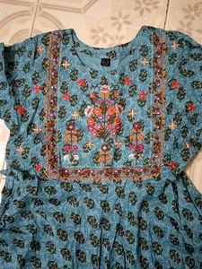 Stylish Blue Printed Umbrella Kurta
