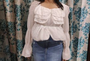 Ruffled White Top