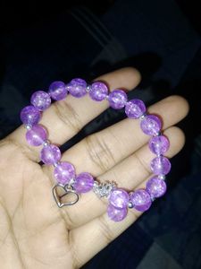 Amethyst Beaded Heart Bracelet