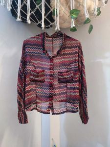 Multicolored sheer oversized shirt