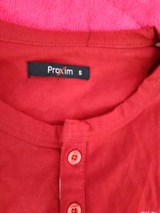 Red Long Sleeve Henley