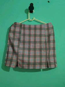 Pink Plaid Mini Skirt