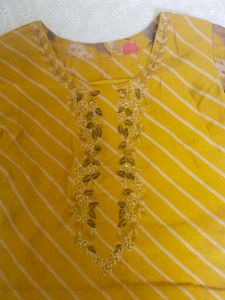 Heavy Embroidery Mustard Kurti