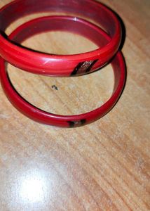 Red Lac Bangles - Set of 2