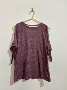 Stylish Mauve Cold Shoulder Top