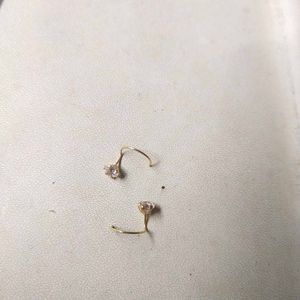 22k Pure Gold Dimond Nose/Ear Pin 1 Pair